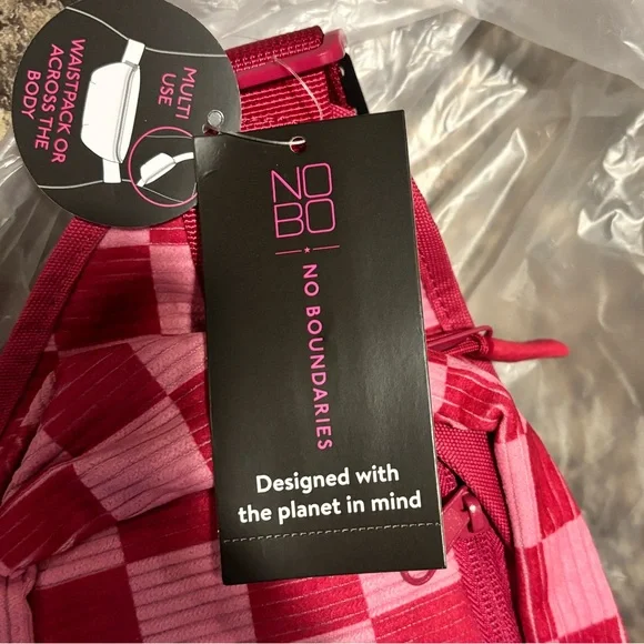 No Boundaries Pink Checkered Belt Bag, NWT - Picture 5 of 6